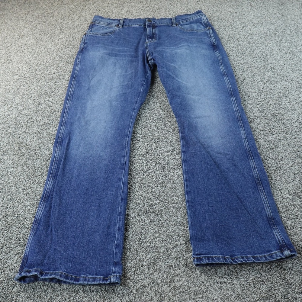 Wrangler Jeans Mens 38X30 Dark Blue Denim Pants Retro Slim Boot Western‎ Stretch